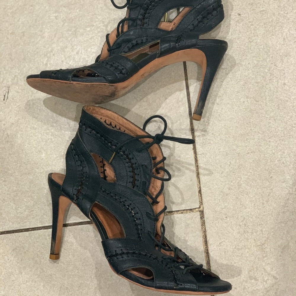 Joie black lace up sexy comfy heels - Picture 6 of 10